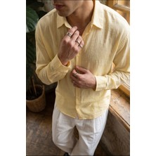 Livio Ferri Piana %100 Cotton Kendinden Desenli Oversize Erkek Gömlek Yazlık Rahat Kesim Gömlek