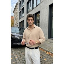 Livio Ferri Yurin Erkek Premium Müslin %100 Pamuk Oversize Uzun Kollu Gömlek