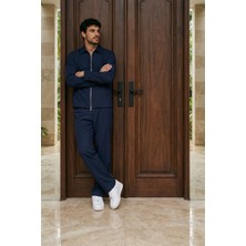 Livio Ferri Artigas Premium Fermuarlı Düz Basic Ceket Pantolon Erkek Takım Relax Kalıp