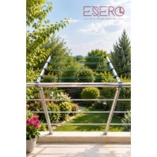 Esero 20537 Balkon Askılığı 56 cm Çamaşır Asma Demiri 4 Makaralı Paslanmaz Metal Kurutmalık