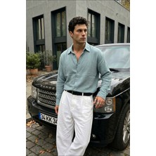 Livio Ferri Yurin Erkek Premium Müslin %100 Pamuk Oversize Uzun Kollu Gömlek