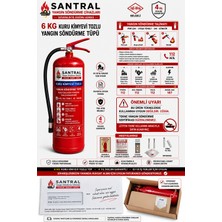 Santral Yangın 6 kg Kuru Kimyevi Tozlu Yangın Söndürücü+Hediyeli Set(Ruhsat Alımına Uygun Fatura)