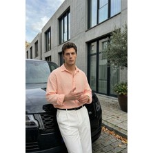 Livio Ferri Yurin Erkek Premium Müslin %100 Pamuk Oversize Uzun Kollu Gömlek