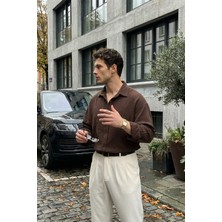 Livio Ferri Yurin Erkek Premium Müslin %100 Pamuk Oversize Uzun Kollu Gömlek