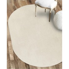 Valery Home Vl Oval Comfort Puffy Saçaksız Peluş Halı Ekru