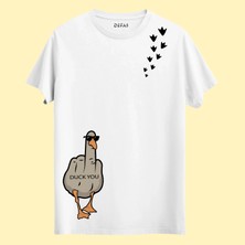 DEFAS Espirili BASKILAR-BEYAZ-%100 Pamuk-Regular-Bisiklet Yaka-Trend T-Shirt-Baskılı Tişört
