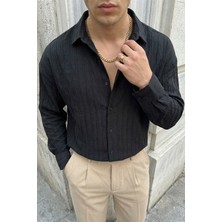 Livio Ferri Maze Premium Oversize Erkek Gömlek Dokulu Çizgili