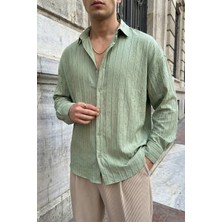 Livio Ferri Maze Premium Oversize Erkek Gömlek Dokulu Çizgili