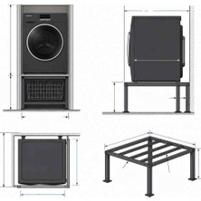 Çamaşır Makinesi Yükseltme Standı 60×80×45 cm | Ağır Hizmet Çelik Platform | Zemine Sabitlenebilir | 300 kg Taşıma Kapasiteli