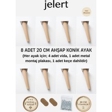 Jelert Konik Masif Gürgen Mobilya Ayağı 20 cm – Metal Montaj Aparatlı, Robot Süpürge Uyumlu Koltuk Kanepe Tv Ünitesi Baza Yükseltme Ayağı (Ham/boyasız) 8'li