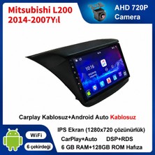 SBAID Mitsubishi  L200 2014-2007 YIL Uyumlu 6GB Ram 128GB Rom Hafıza Android Kablosuz Carplay Navigasyon Multimedya 9 Inç Ekran Hediye Görüş Kamerası Hediye Çerçevesi 6+128