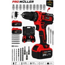 Pro Müller Alman Profesyonel 5800 Xr Profesyonel Darbeli Su Terazili Çift Akülü Şarjlı Matkap 30 Pcs Hediyeli