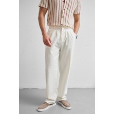 Boso Erkek Çift Pileli Keten Baggy Pantolon