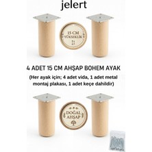 Jelert Bohem Masif Gürgen 15 cm Mobilya Yükseltme Ayağı – 4'lü, Ham/boyasız - Robot Süpürge Uyumlu 1. Sınıf Gürgen Ağacı, Kanepe Berjer Koltuk Tv Ünitesi Yükseltici Ayak