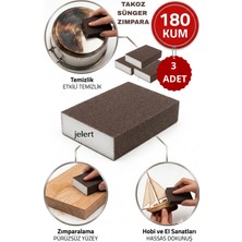 Jelert 3'lü Takoz Sünger Zımpara 180 Kum - Esnek Ahşap, Metal ve Temizlik Zımparası, Esnek Zımpara, Ahşap Zımparası, Temizleme Süngeri, Islak Kuru Zımpara, Hobi Zımparası