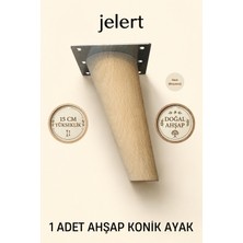 Jelert Konik Masif Gürgen Mobilya Ayağı 15 cm (Ham/boyasız), Tekli, Metal Montaj Aparatlı, Robot Süpürge Uyumlu Koltuk Kanepe Tv Ünitesi Baza Yükseltme Ayağı