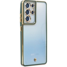 Bezos Galaxy S21 Ultra Kılıf Liva Lens Silikon - Yeşil