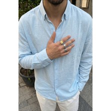 Napas Erkek Oversize Keten Görünümlü Gömlek