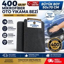 Akgüneş Motogaraj 400 Gsm Mikrofiber Oto Yıkama Kurulama Bezi 50X70 cm Battal Boy - Yerli Üretim, Çizmez, Tüy Bırakmaz, Süper Emici Oto Kurulama Bezi