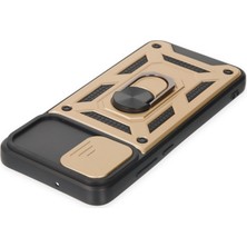 Bezos Galaxy A03 Kılıf Pars Lens Yüzüklü Silikon - Gold