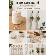 TAHAHAMAK Ekru 1000 gr Makrome Tarama Ipi Pamuk 3 mm 1 KG