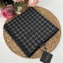 Lop'res Soft Pamuklu Eşarp Siyah Beyaz LDNA1609