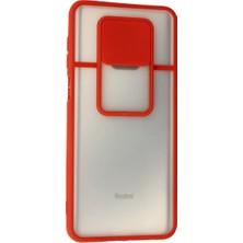 Bezos Redmi Note 9 Pro Kılıf Palm Buzlu Kamera Sürgülü Silikon - Kırmızı