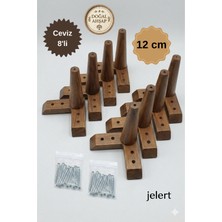Jelert Masif Gürgen Ahşap 12 cm Koyu Ceviz-Sekizli, Mobilya Yükseltme Ayağı, Robot Süpürge Uyumlu, 1. Sınıf Gürgen Ağacı, Kanepe Berjer Koltuk Tv Ünitesi Yükseltici Ayak