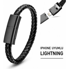 Qasul Deri Bileklik iPhone Uyumlu Lightning Şarj Kablosu 225MM