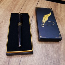 Ozkr Store Siyah Kutulu Yaldız Desenli Metal Roller Kalem Seti
