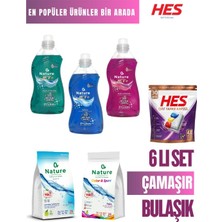 Hes & Nature Temizlik Seti 6'lı Avantaj Paket | Çamaşır ve Bulaşık Bakım Seti | Toplam 6 Ürün