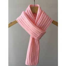 Mora Knit Atkı El Örgüsü  Hafif Ince Örgü Pembe Atkı
