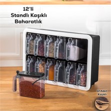 Mabelme Store 12'li Standlı Kaşıklı Baharatlık Seti