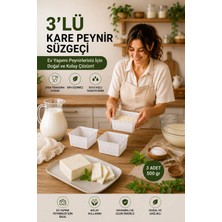 Akyüz Plastik 🧀 3'lü Kare Peynir Süzgeci Kalıbı 500 gr | Saganaki / Mihaliç / Gravyer / Lor Peynir Yapım Kalıbı