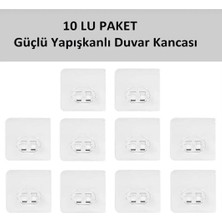 10'lu Güçlü Kendinden Yapışkanlı Kancalar Köşe Rafı Banyo Rafı Duş Rafı Kancası, Su Geçirmez Askı