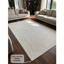 NarStore Home Rölyef Krem Joy Modern Yumuşak Dokulu Kabartmalı Kaymaz Taban Kesme Halı Yolluk
