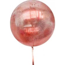 Mabelme Store Kırmızı Simli Yuvarlak Şeffaf Balon 24 Inç