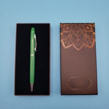 Ozkr Store Mandala Desenli Kutulu Yeşil Touchpen Tükenmez Kalem