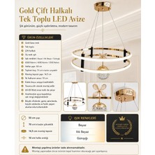 Metin Büyük Vesta Yuvarlak LED Avize Gold (Altın) Kasa Tek Toplu Üç Renk 6500K/4000K/3000K (Beyaz /ılık Beyaz/sarı (Günışığı))