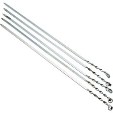 Mabelme Store Dar Yassı Mangal Şişi - Burgulu Tasarım - 60 cm - Tavuk ve Kanat Için