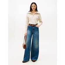 Tommy Hilfiger Kadın Bej Tommy Hilfiger Soft Wool Cable 1/2, Adk Bej Kadın Kazak