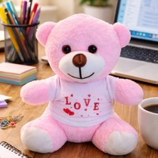 Mabelme Store Love Tişörtlü Pembe Peluş Ayıcık