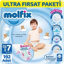 Molfix 7 Beden Bebek Bezi Ultra Fırsat Paketi 48X4 192 Adet