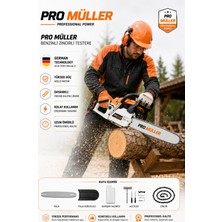 Pro Müller Alman Profesyonel 52 cc Hava Soğutmalı Benzinli Ağaç Odun Dal Motorlu Hızar Bıçkı Testeresi Orman Motoru