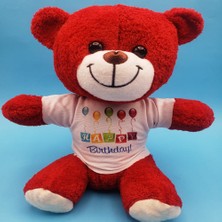 Ozkr Store Happy Birthday Tişörtlü Peluş Kırmızı Ayıcık