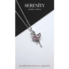 Serenity Renkli Taşlı Dans Eden Balerin Çelik Kolye
