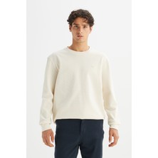 Lee Erkek Pamuk Regular Fit Bisiklet Yaka Patch Logo Bej Sweatshirt