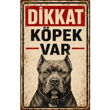 Lucena Retro Dikkat Köpek Var Pitbull Metal Uyarı Levhası Dekoratif Duvar Tabelası