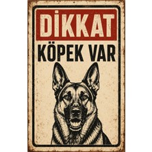 Lucena Retro Dikkat Köpek Var Metal Tabela Vintage Uyarı Levhası Duvar Dekoru