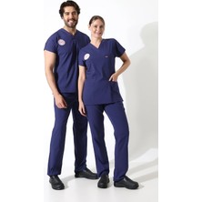Bilenn Tekstil Bflex Unisex Likralı Yarasa Kol Takım Patroit Blue Hemşire
